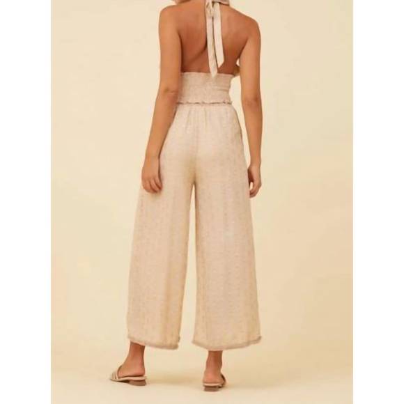 NEW SURF GYPSY tan fringe hem scallop pants in light tan - Picture 4 of 5